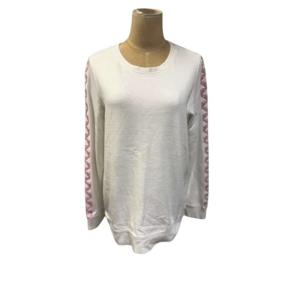 "Fat Face" White Long‎ Sleeve Crew Neck Womens Shirt SZ 6 Embroidered Arms Gypsy